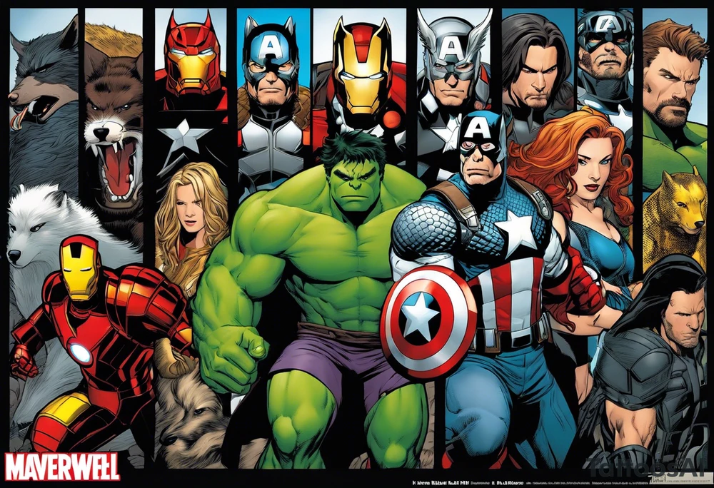 I want to change Avengers Team characters with animals. Hulk will be represented by a Badger.
Thor will be depicted as an Alpha Grey Wolf.
Captain America will be symbolized by a Bull.
Iron Man's character will be embodied by a Canary.
Black Widow's role will be portrayed by an Axolotl.
Hawkeye will be depicted as a Sudan Plated Lizard.
Nick Fury will be represented by a Cat. tattoo idea