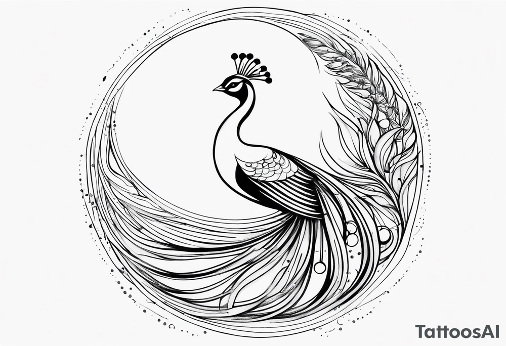 Peacock, moon, Orion, infinity tattoo idea