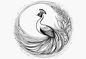 Peacock, moon, Orion, infinity tattoo idea