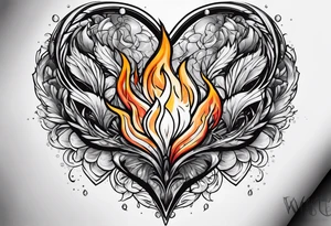 A heart that is covered in ice and also on fire tattoo idea