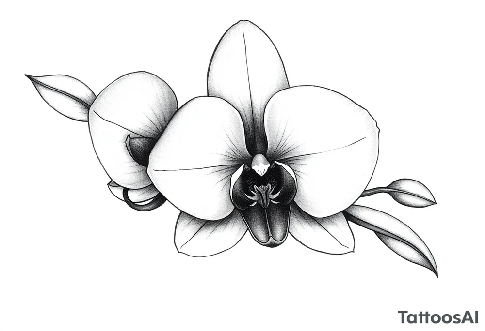 orchid with leavs tattoo idea