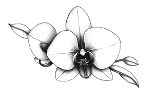 orchid with leavs tattoo idea