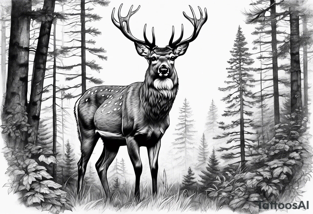 A deer that is in the woods tattoo idea