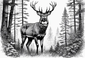 A deer that is in the woods tattoo idea