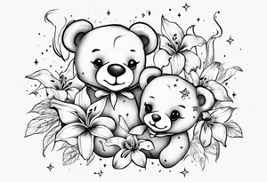 Teddy bear Lily galaxy tattoo idea