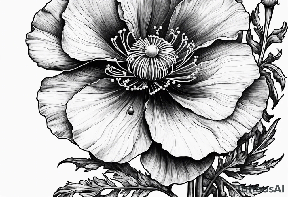 Poppy and larkspur tattoo idea