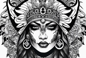 kali, goddess pirate, pachamama, warrior, skull, lotus, wing, eagle tattoo idea