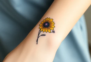 Yellow daisy Purple Hearts in heaven tattoo idea