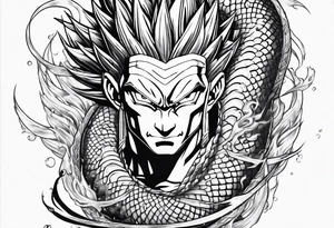 Future trunks sword with shenron spiraling around it tattoo idea