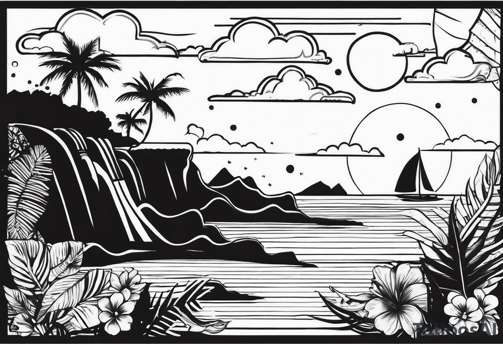 guam theme, modern, minimalist tattoo idea