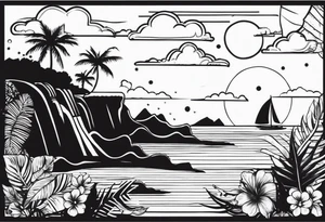 guam theme, modern, minimalist tattoo idea