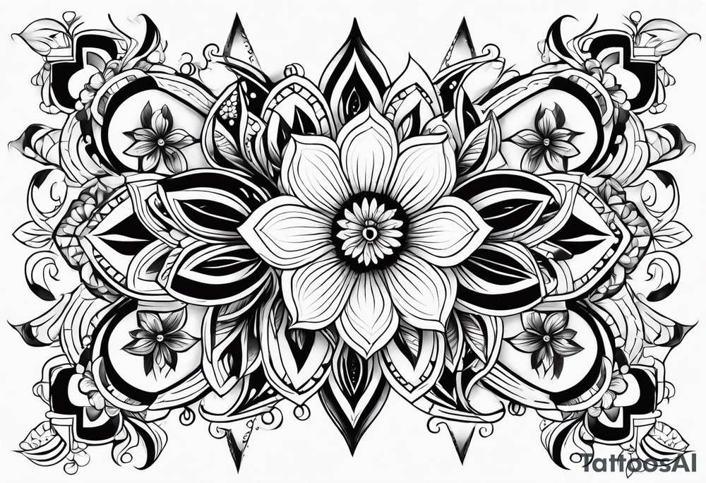 Tribal, flowers, thigh tattoo idea