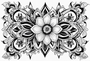 Tribal, flowers, thigh tattoo idea