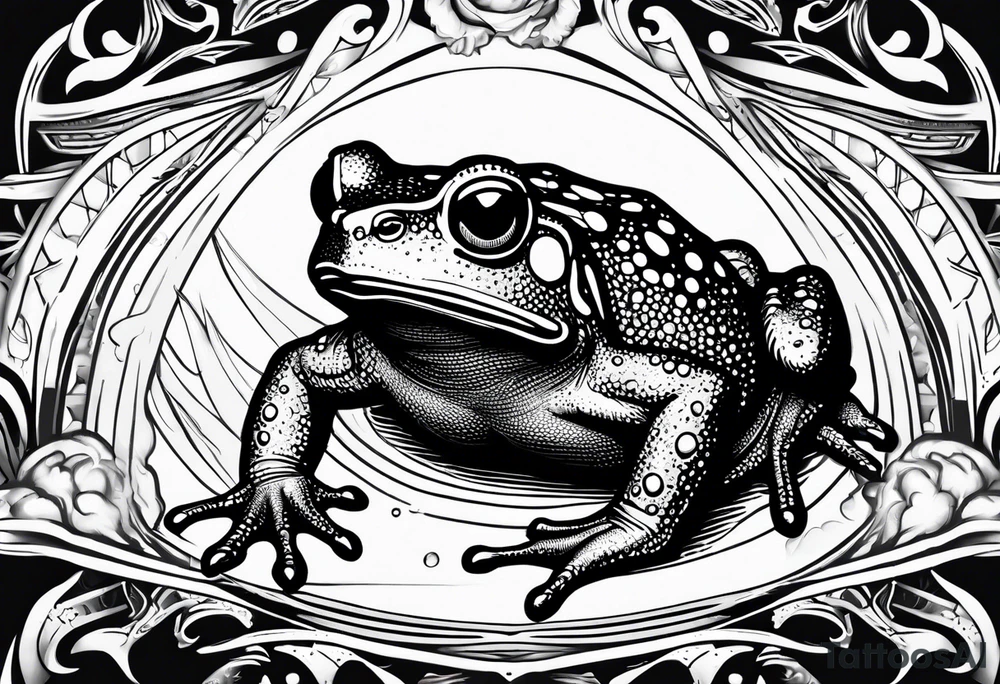 A toad in a thunderstorm tattoo idea