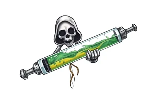 Syringe full of meth potion makes reaper superpowerful tattoo idea