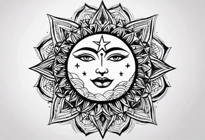 Quero uma tatuagem do sol e da lua juntos simples e delicados tattoo idea