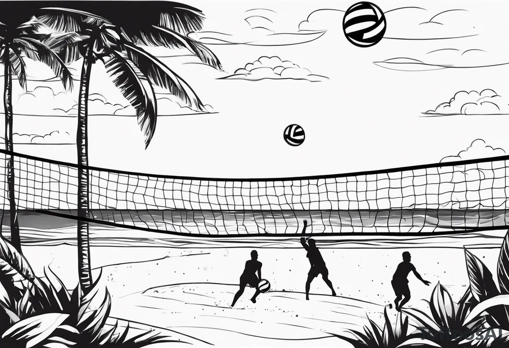 volleyball game on the beach tattoo idea