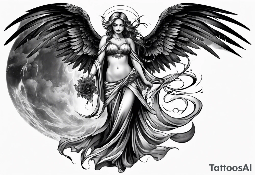 Beautiful angel of death tattoo idea