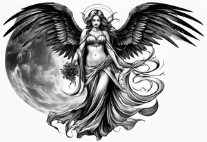 Beautiful angel of death tattoo idea