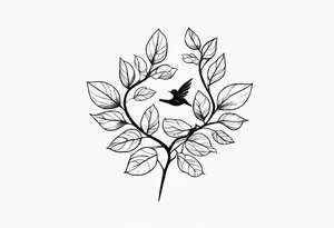 unique small feminine leaftattoo with birds tattoo idea
