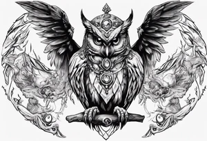 The Demon Owl Stolas, a Prince of Hell who is obsessed with gems, knowledge of astrology and poisonous gems. tattoo idea