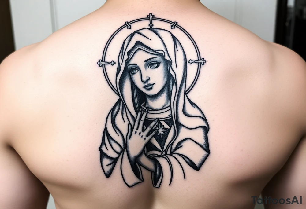 Russian orthodox icon woman tattoo idea