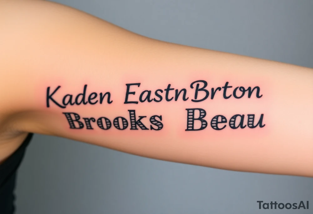 Kaden Easton Brooks Beau made into a crossword puzzle tattoo idea
