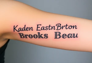 Kaden Easton Brooks Beau made into a crossword puzzle tattoo idea