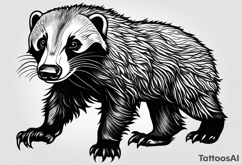 honey badger hanging from front paws tattoo idea