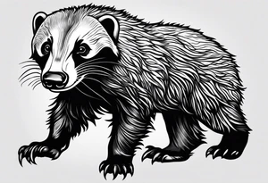 honey badger hanging from front paws tattoo idea