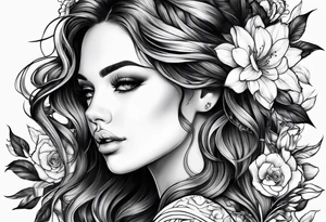 Girl flowers tattoo idea