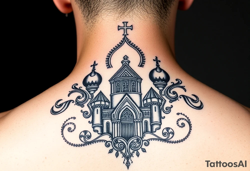 Icône Vierge de kazan sur église russe orthodoxe tattoo idea