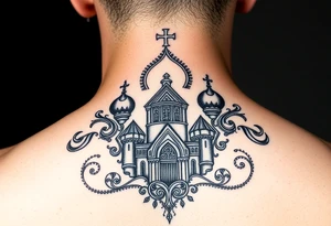 Icône Vierge de kazan sur église russe orthodoxe tattoo idea