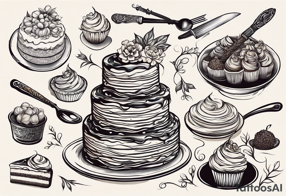 whisk, Cream, Knife, cakes resembles pastry chef tattoo idea