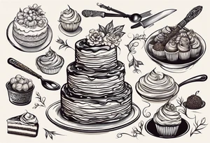 whisk, Cream, Knife, cakes resembles pastry chef tattoo idea