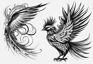 phoenix  minimaliste. trait de crayon. tattoo idea