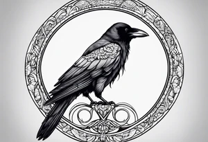 Crow on top of circle tattoo idea