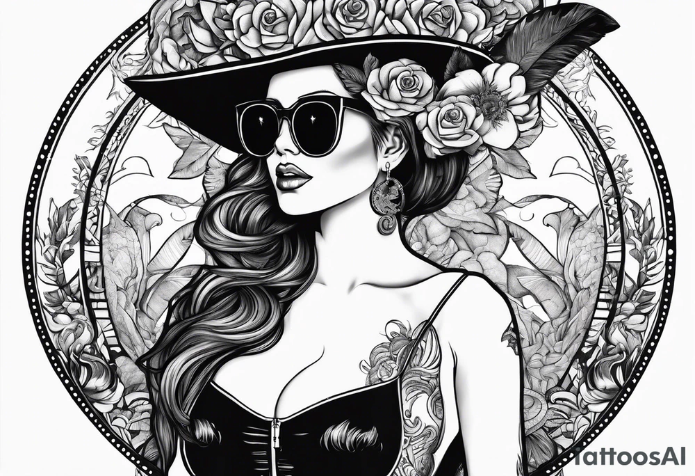 woman with big titts and a capricorn with sunglasses tattoo idea