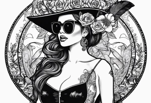 woman with big titts and a capricorn with sunglasses tattoo idea