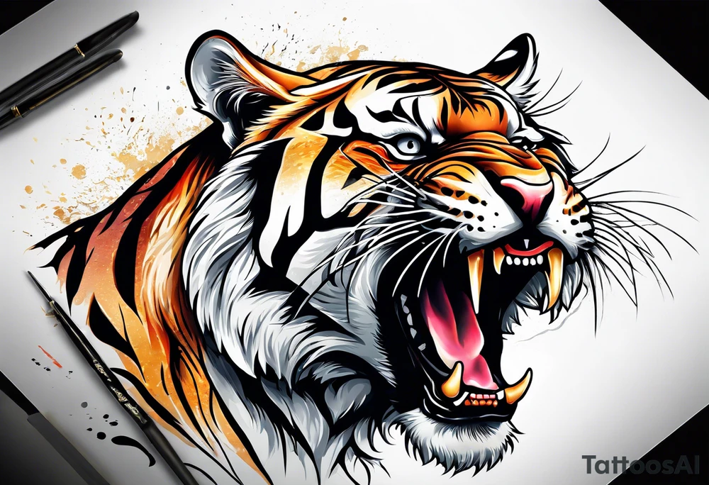 A shouting tiger tattoo idea