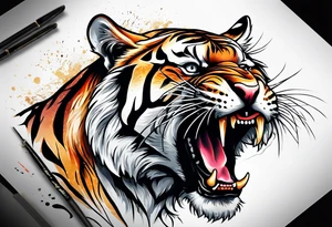 A shouting tiger tattoo idea