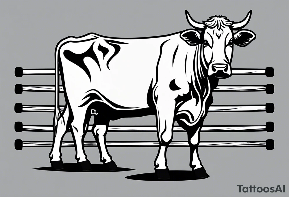 cow in a wrestling ring on two feet tattoo idea