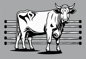 cow in a wrestling ring on two feet tattoo idea