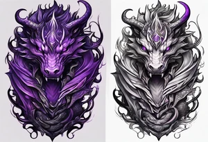 Purple eldritch dragon arm sleeve tattoo idea
