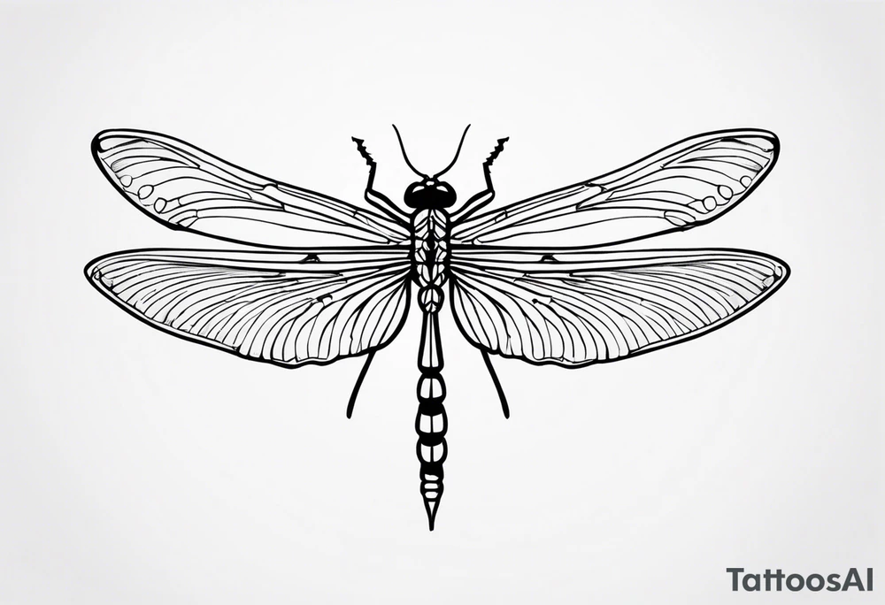 2 Dragonflies one with a lock as the chest 
and the other has a key for the tail fine black line style tattoo idea