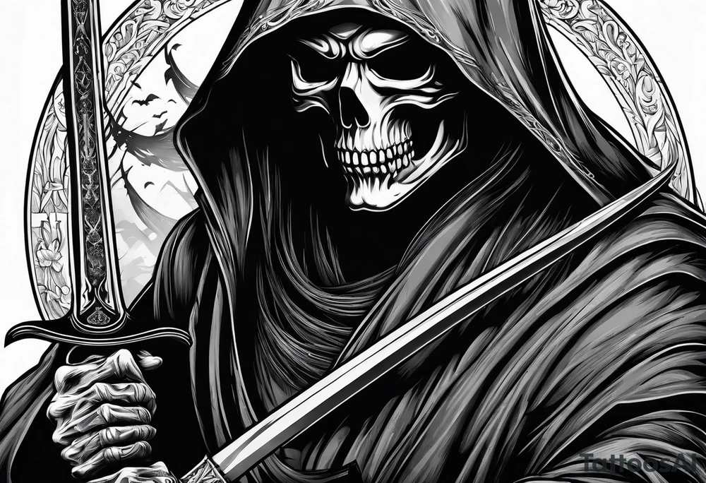 grim reaper with katana tattoo idea