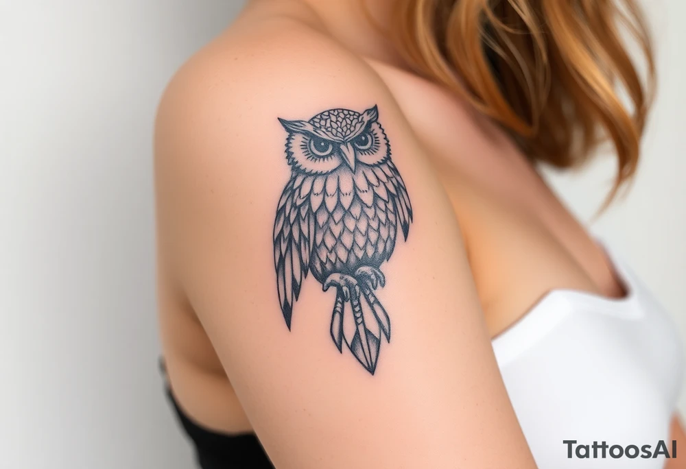 powerful, owl tattoo idea