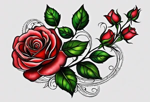 a small rose but instead of the branch put the name "jessica" written in Arabic so that the name is connected to the rose tattoo idea