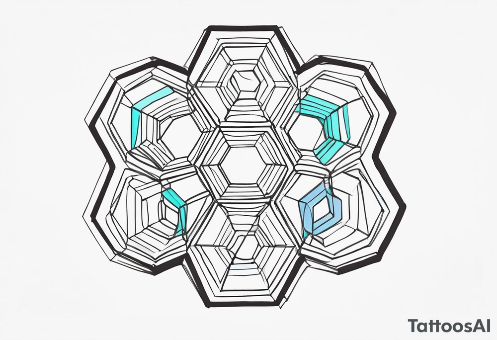 Draw a circular ring of twelve small hexagons tattoo idea