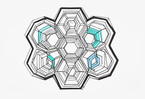 Draw a circular ring of twelve small hexagons tattoo idea
